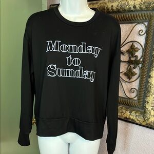 Gilli Black Graphic Sweatshirt “Monday to Sunday'” cropped  Sz S